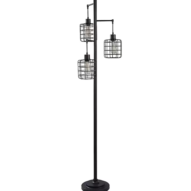 Bronze Caged Metal 3-Tier Floor Lamp>Kirklands Home Flash Sale
