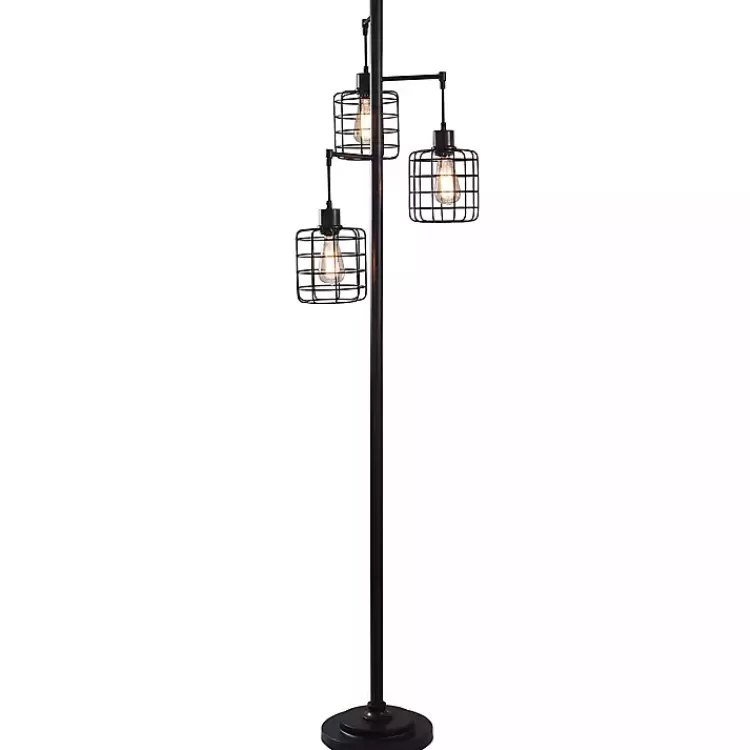 Bronze Caged Metal 3-Tier Floor Lamp>Kirklands Home Flash Sale