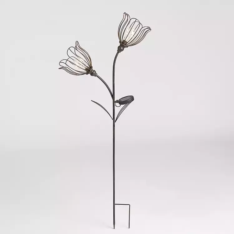 Bronze Flowers Solar Lantern Yard Stake>Kirklands Home Sale