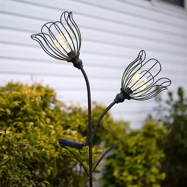 Bronze Flowers Solar Lantern Yard Stake>Kirklands Home Sale