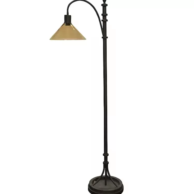 Bronze Industrial Floor Lamp with Glass Shade>Kirklands Home Flash Sale