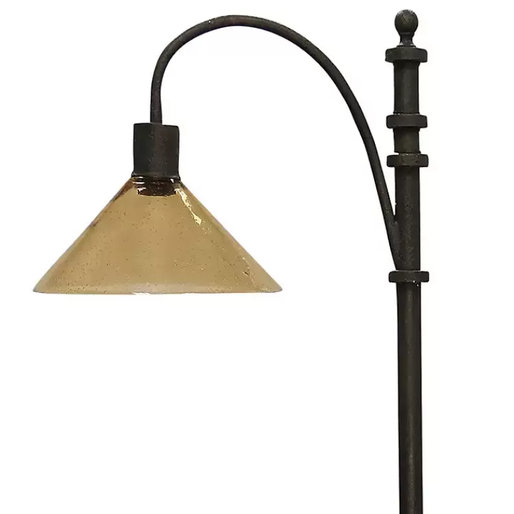 Bronze Industrial Floor Lamp with Glass Shade>Kirklands Home Flash Sale