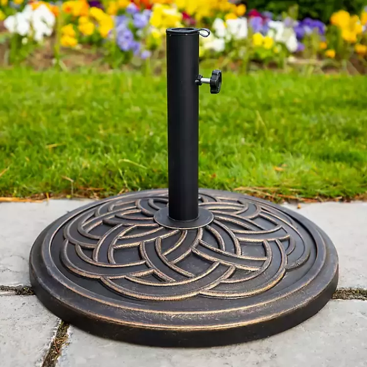 bronze_medallion_round_umbrella_base_2.webp Bronze Medallion Round Umbrella Base>Kirklands Home Cheap