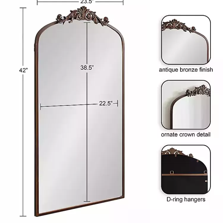 bronze_metal_arch_ornate_crown_wall_mirror_2.webp Bronze Metal Arch Ornate Crown Wall Mirror>Kirklands Home Clearance