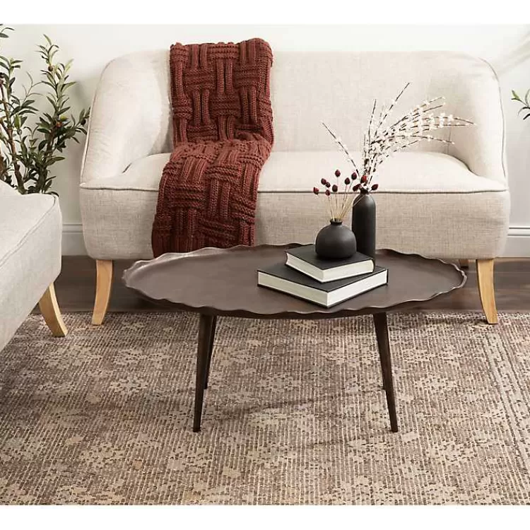 bronze_metal_deckled_edge_oval_coffee_table_6.webp Bronze Metal Deckled Edge Oval Coffee Table>Kirklands Home Best