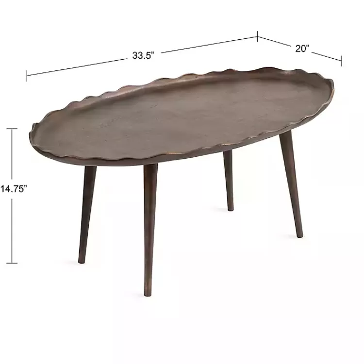 bronze_metal_deckled_edge_oval_coffee_table_7.webp Bronze Metal Deckled Edge Oval Coffee Table>Kirklands Home Best