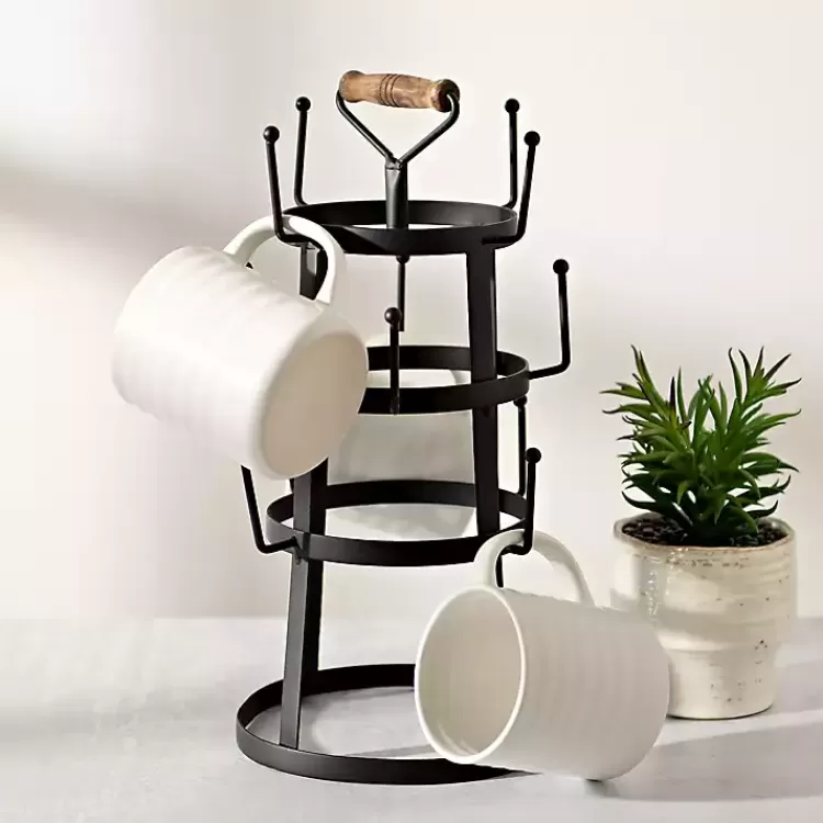 Bronze Metal Mug Holder with Wooden Handle>Kirklands Home Cheap