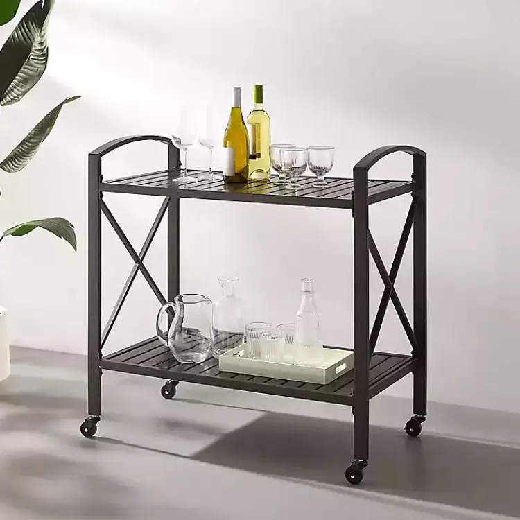 bronze_metal_tier_outdoor_bar_cart_2.webp Bronze Metal 2-Tier Outdoor Bar Cart>Kirklands Home Clearance