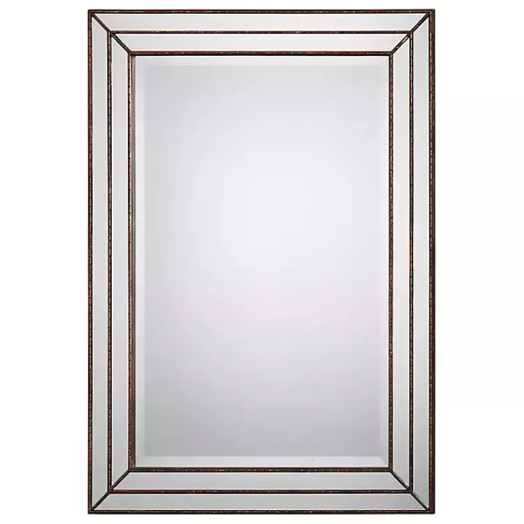 Bronze Metallic Grooved Texture Wall Mirror>Kirklands Home Cheap