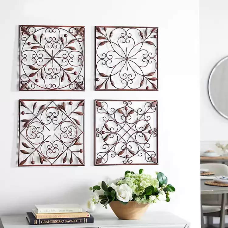 Bronze Scrollwork 4-pc. Panel Wall Art>Kirklands Home Best