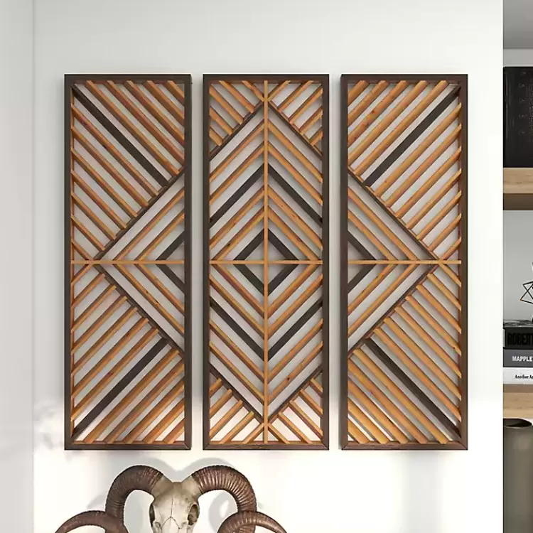 bronze_tan_wood_geometric_wall_plaques_set_of__9.webp Bronze Wood Geometric Wall Plaques, Set of 3>Kirklands Home Online