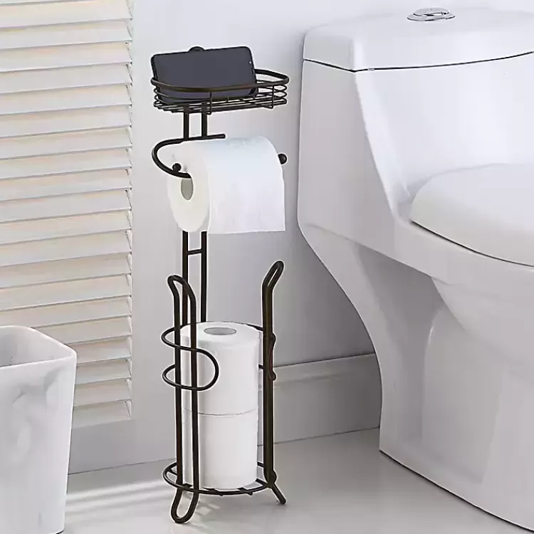 Bronze Toilet Paper Storage Stand with Basket>Kirklands Home Fashion