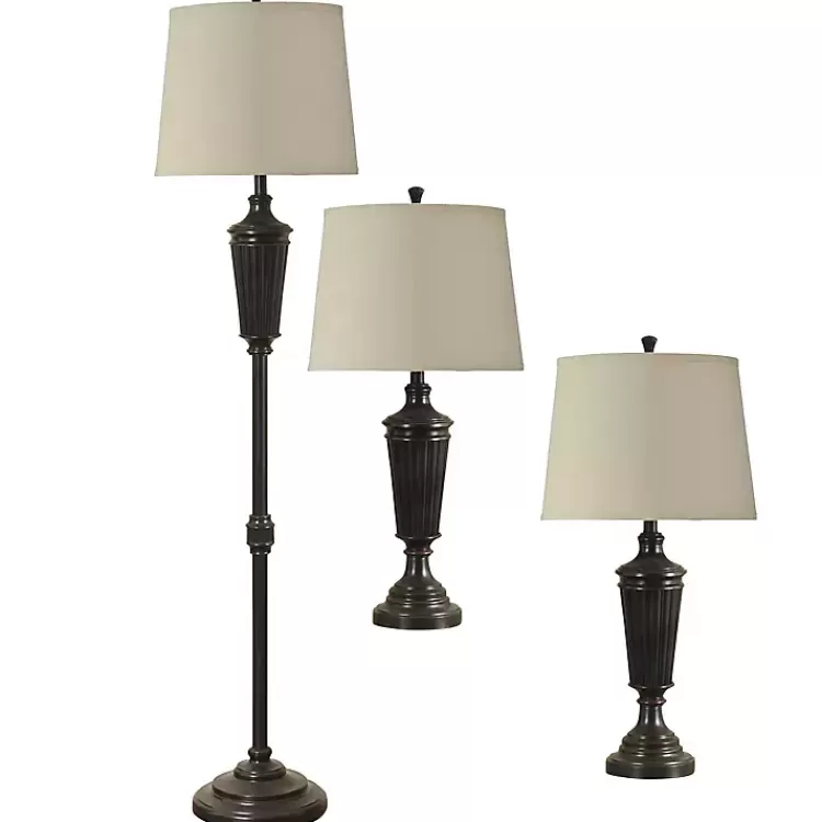 Bronze Wood Tapered 3-pc. Lamp Set>Kirklands Home Online