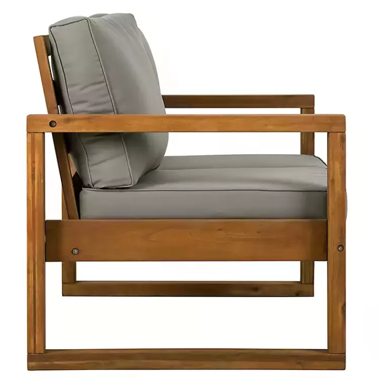 Brown Acacia Outdoor Loveseat with Cushions>Kirklands Home Online
