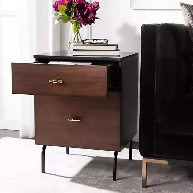 brown_and_black_drawer_nightstand_7.webp and Black 2-Drawer Nightstand>Kirklands Home Sale