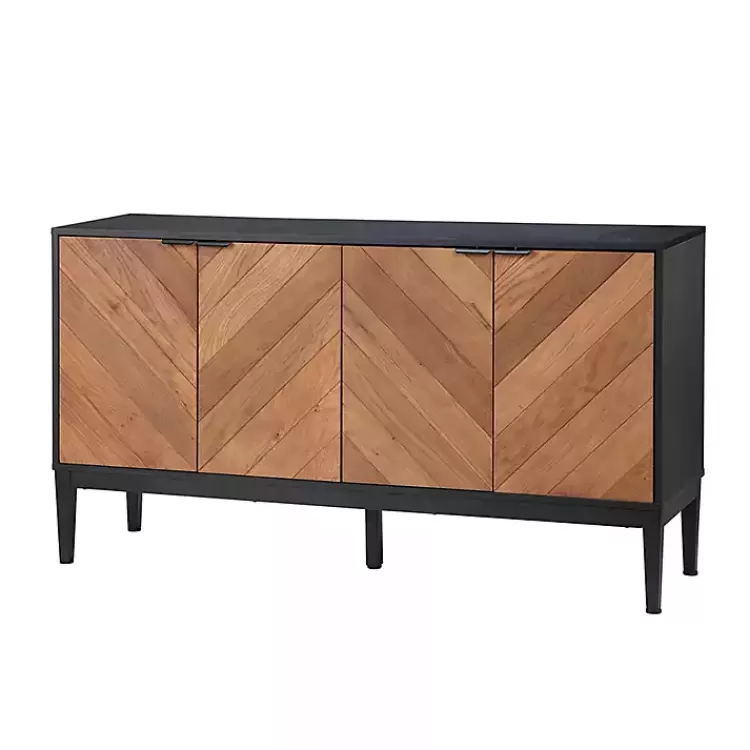 Brown and Black Wood Chevron 4-Door Sideboard>Kirklands Home Fashion