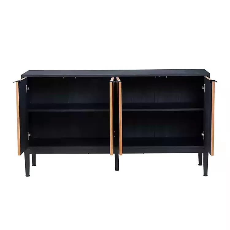 brown_and_black_wood_chevron_door_sideboard_6.webp Brown and Black Wood Chevron 4-Door Sideboard>Kirklands Home Fashion