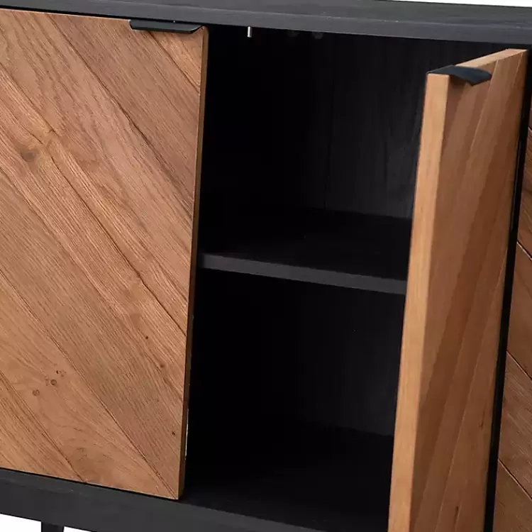 brown_and_black_wood_chevron_door_sideboard_9.webp Brown and Black Wood Chevron 4-Door Sideboard>Kirklands Home Fashion