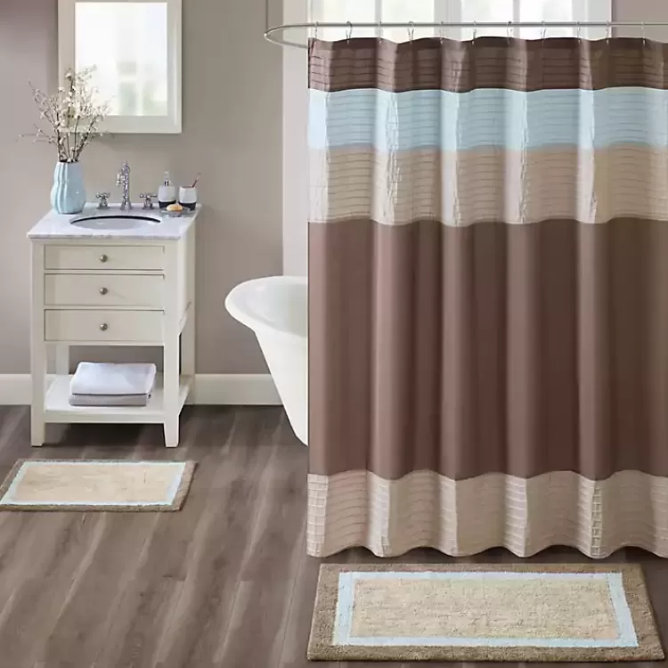 Brown and Blue Border Cotton Bath Runner>Kirklands Home Hot