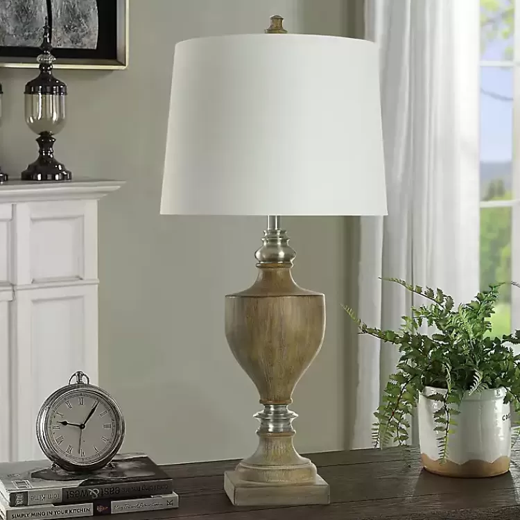 Brown and Brushed Silver Table Lamp>Kirklands Home Clearance