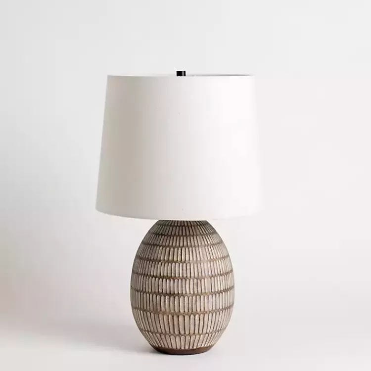 and White Carved Ceramic Table Lamp>Kirklands Home New