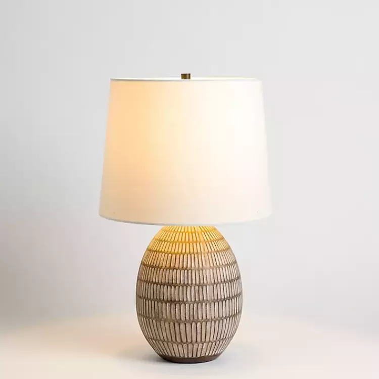 and White Carved Ceramic Table Lamp>Kirklands Home New