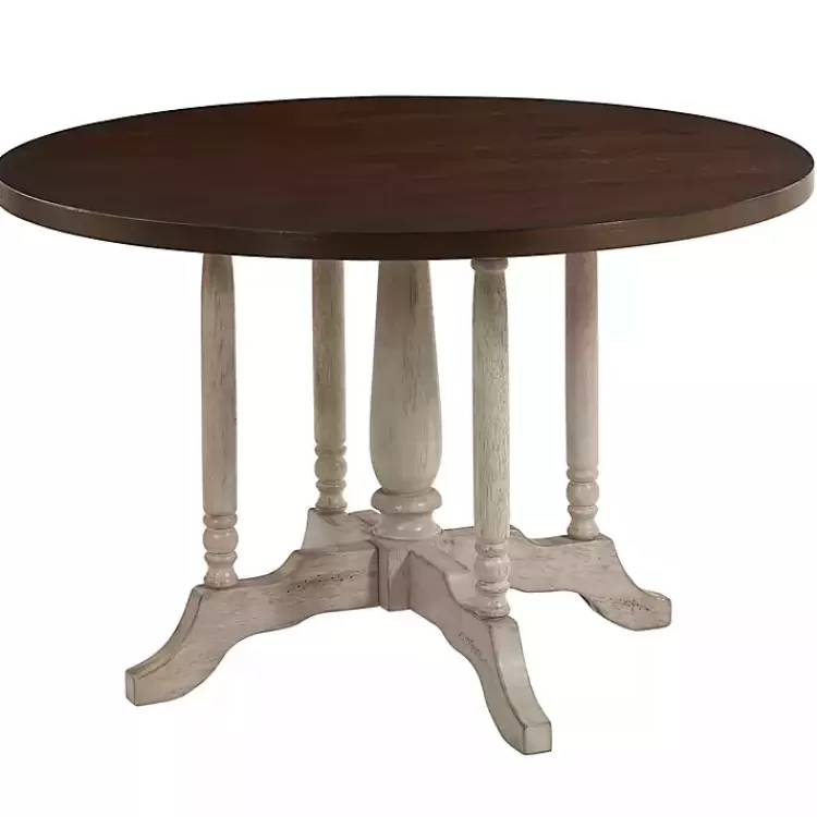 Brown and White Round Wooden Dining Table>Kirklands Home Shop
