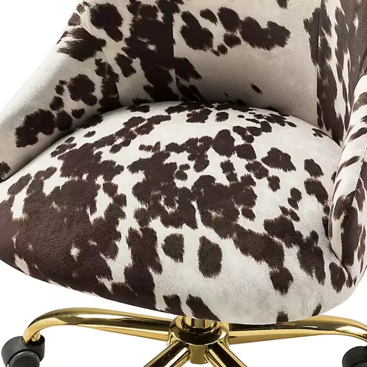 Brown and White Upholstered Cow Print Office Chair>Kirklands Home Clearance