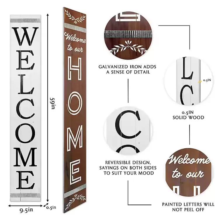 Brown and White Welcome Home Two-Sided Porch Board>Kirklands Home Cheap