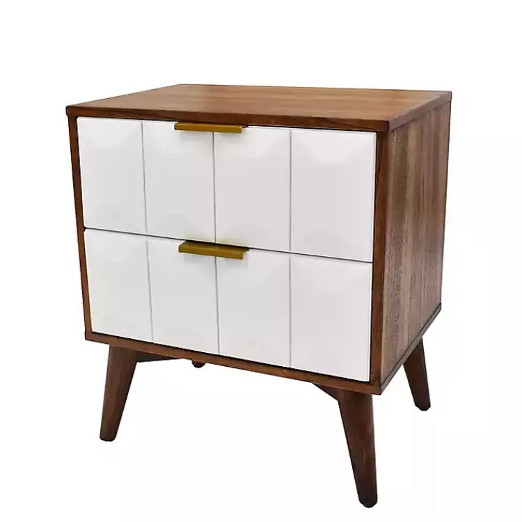 Brown and White Wood 2-Drawer Nightstand>Kirklands Home Shop