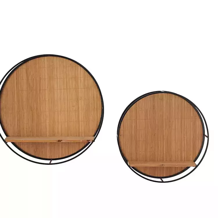 brown_bamboo_modern_wall_shelves_set_of__2.webp Brown Bamboo Modern Wall Shelves, Set of 2>Kirklands Home Best