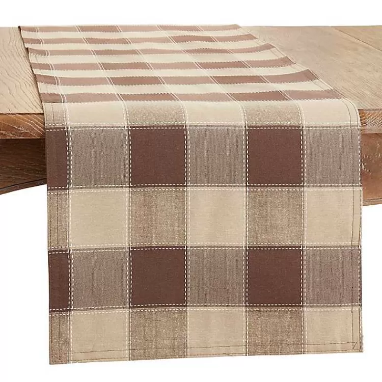 Brown Block Plaid Table Runner, 90 in.>Kirklands Home Shop