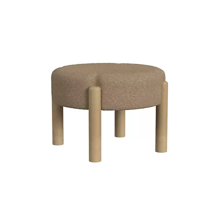 Boucle Natural Wood Ottoman>Kirklands Home Cheap