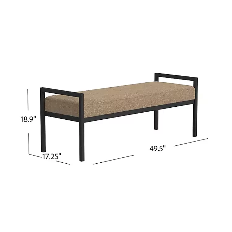 brown_boucle_upholstered_metal_frame_bench_4.webp Boucle Upholstered Metal Frame Bench>Kirklands Home New