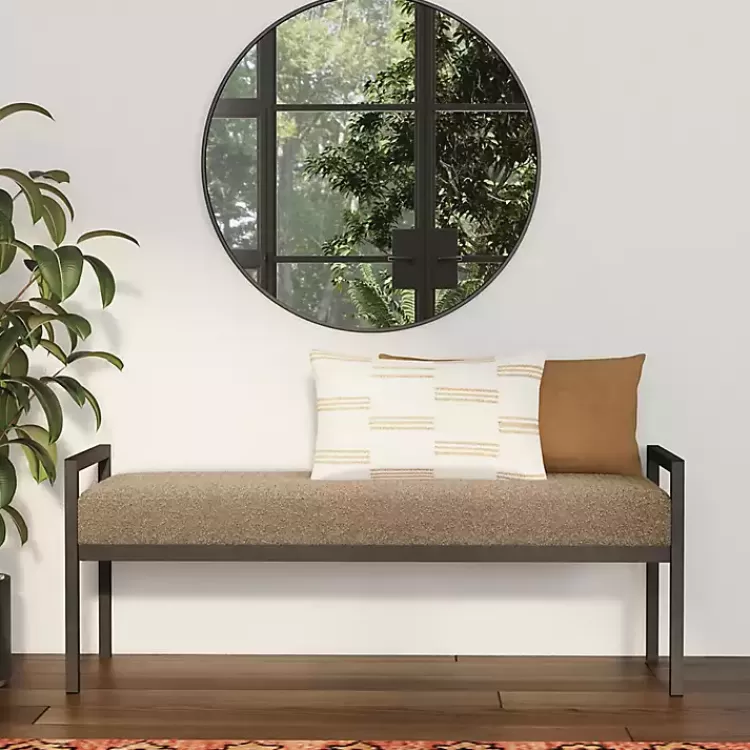 brown_boucle_upholstered_metal_frame_bench_6.webp Boucle Upholstered Metal Frame Bench>Kirklands Home New