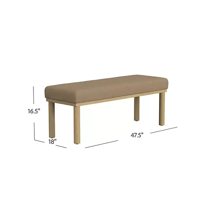 brown_boucle_upholstered_wood_leg_bench_2.webp Boucle Upholstered Wood Leg Bench>Kirklands Home Discount