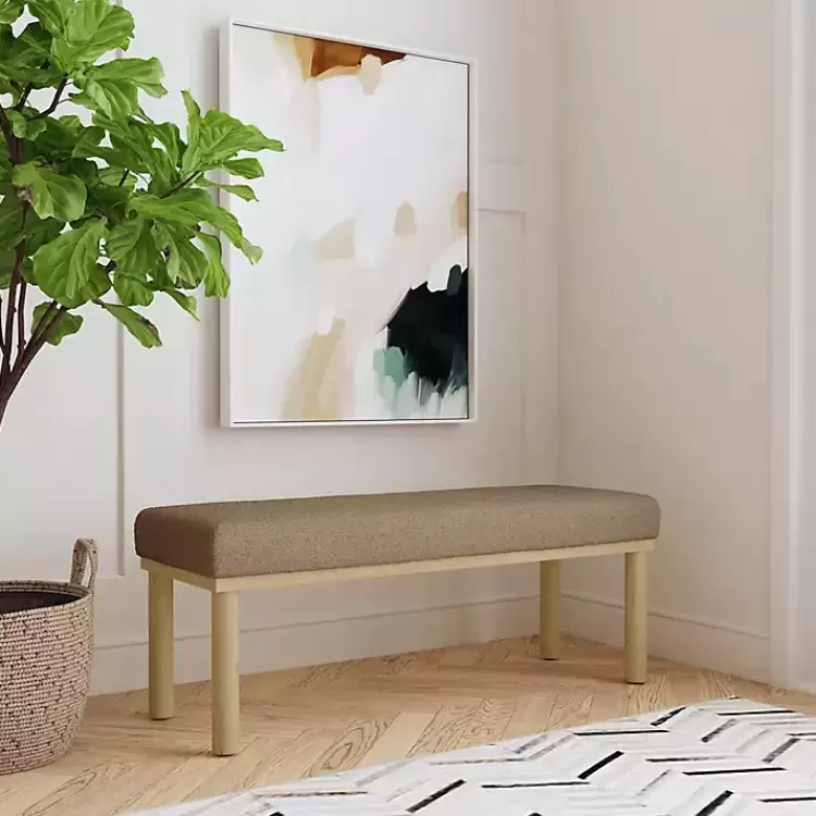 brown_boucle_upholstered_wood_leg_bench_3.webp Boucle Upholstered Wood Leg Bench>Kirklands Home Discount