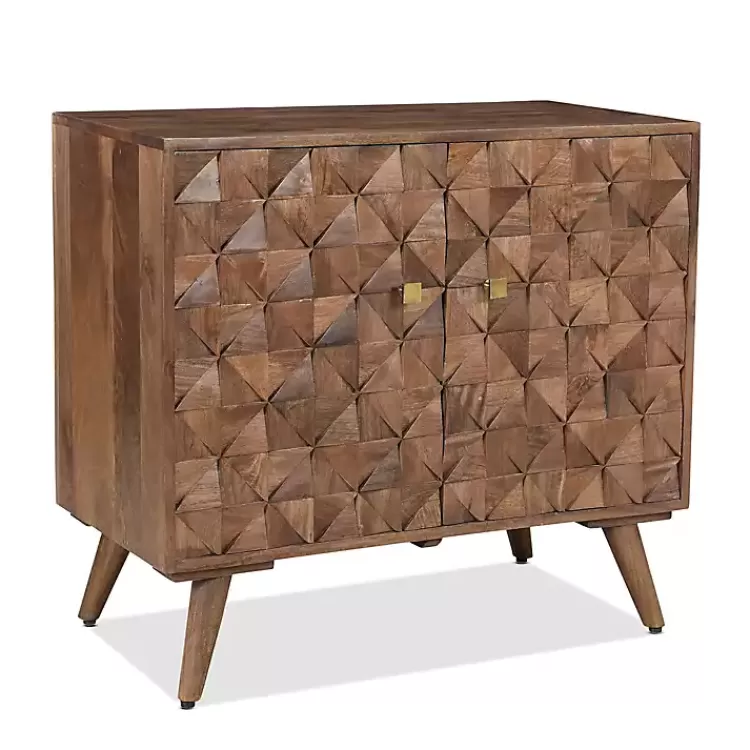 Brown Carved Wood Woven 2-Door Cabinet>Kirklands Home Hot