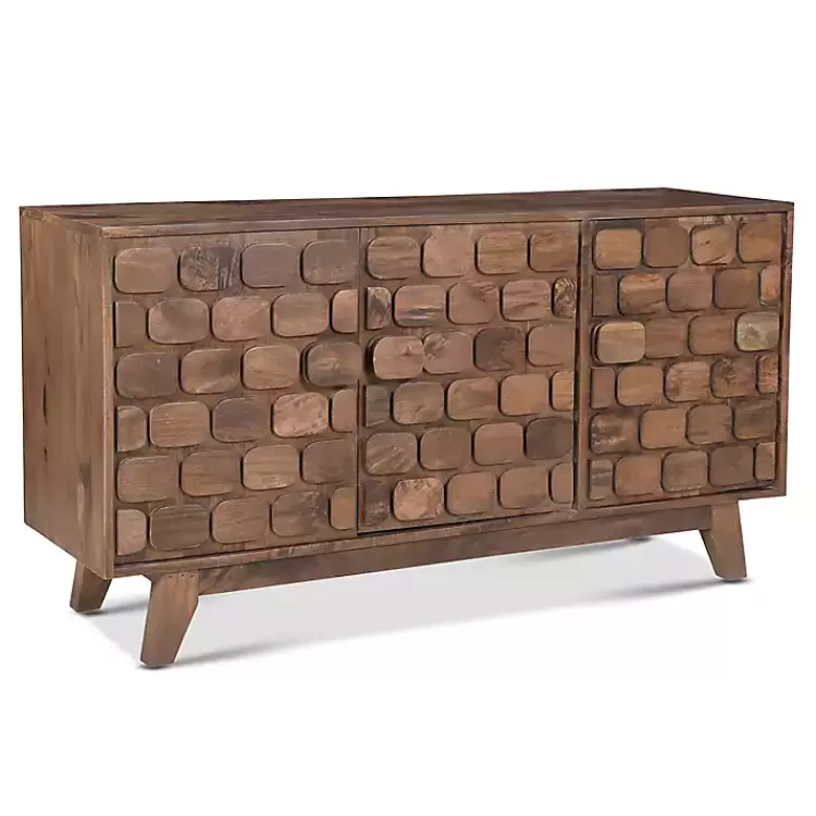 Brown Carved Wood Woven 3-Door Sideboard>Kirklands Home New