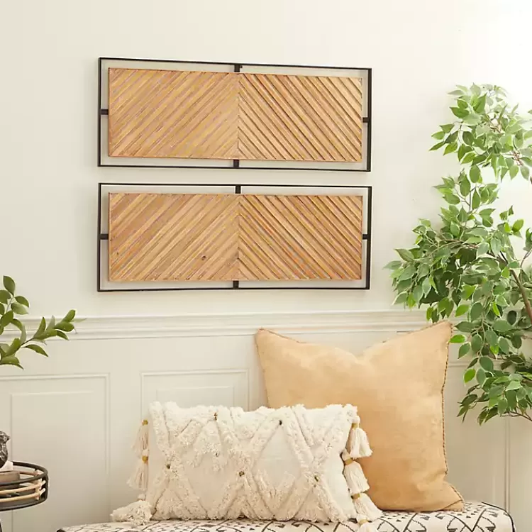 Chevron Wood Wall Plaques, Set of 2>Kirklands Home Fashion