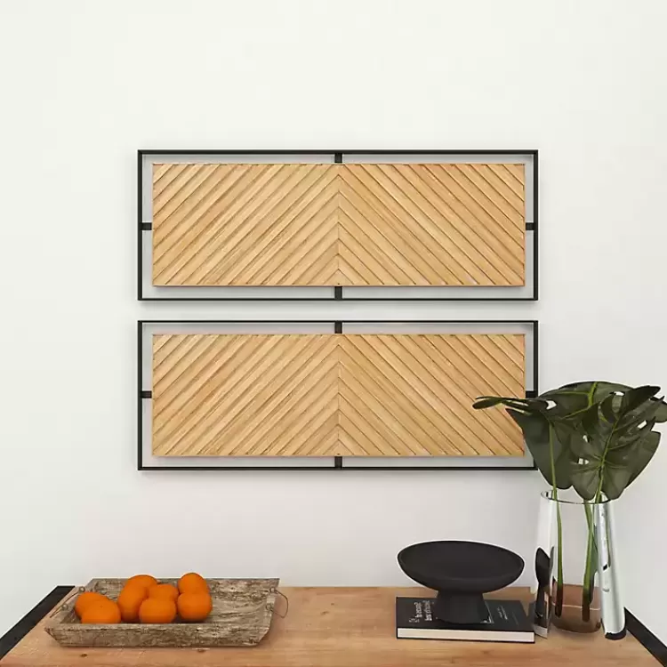 brown_chevron_wood_wall_plaques_set_of__10.webp Chevron Wood Wall Plaques, Set of 2>Kirklands Home Fashion