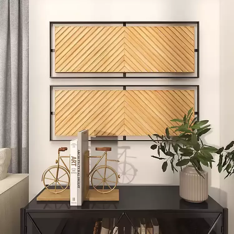 brown_chevron_wood_wall_plaques_set_of__7.webp Chevron Wood Wall Plaques, Set of 2>Kirklands Home Fashion