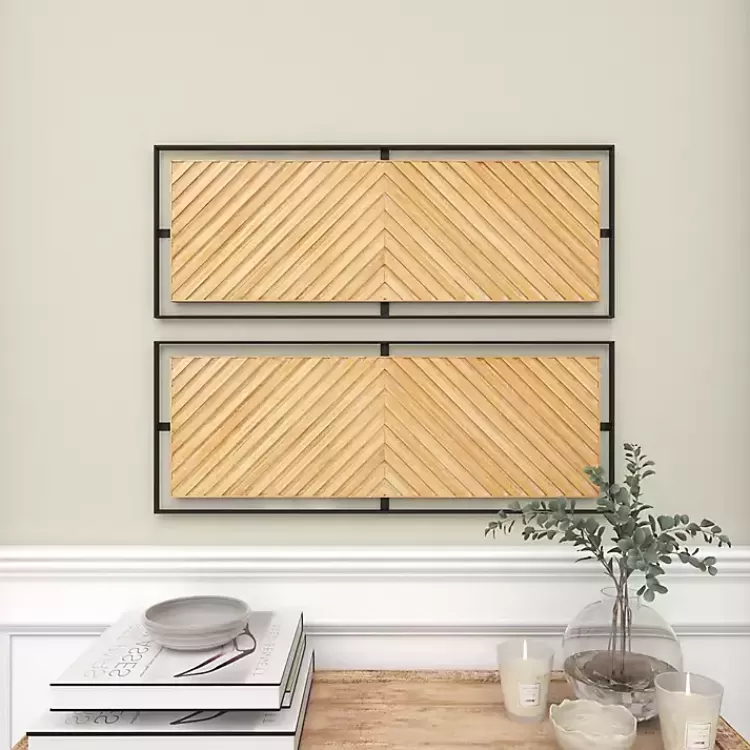 brown_chevron_wood_wall_plaques_set_of__9.webp Chevron Wood Wall Plaques, Set of 2>Kirklands Home Fashion