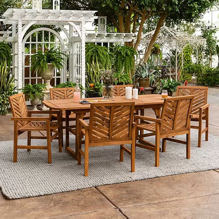 brown_extendable_table_pc_outdoor_dining_set_2.webp Extendable Table 7-pc. Outdoor Dining Set>Kirklands Home Sale
