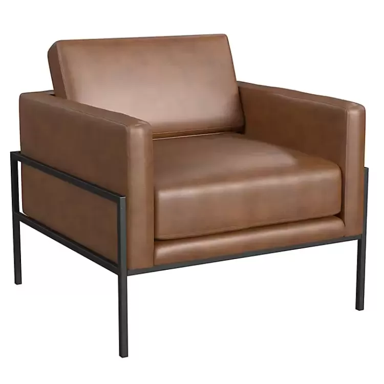 Faux Leather Black Metal Accent Chair>Kirklands Home Cheap