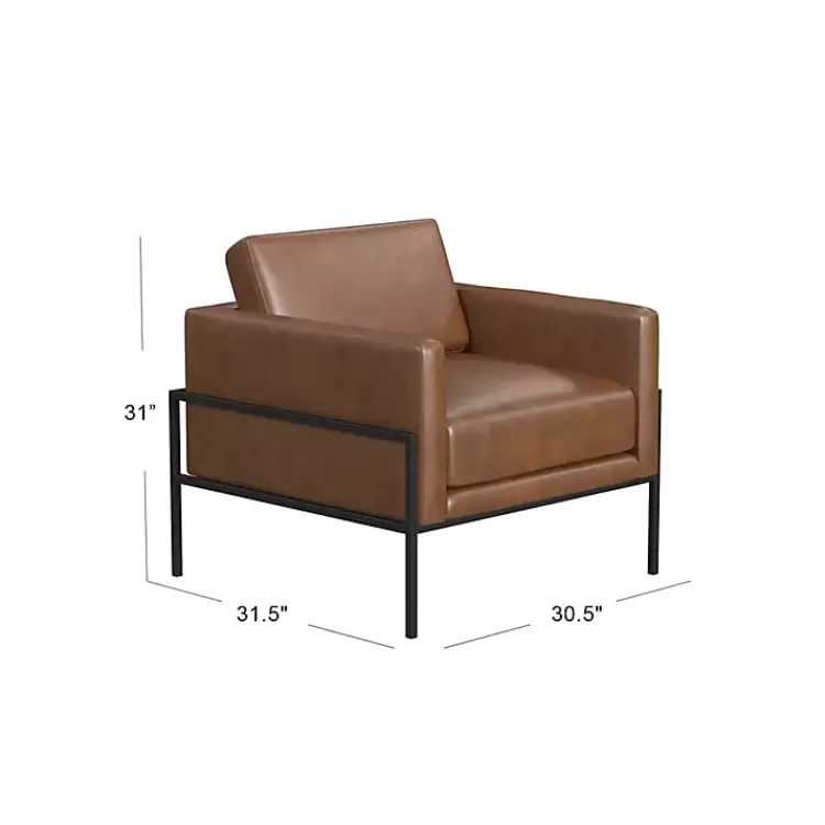 brown_faux_leather_black_metal_accent_chair_2.webp Faux Leather Black Metal Accent Chair>Kirklands Home Cheap