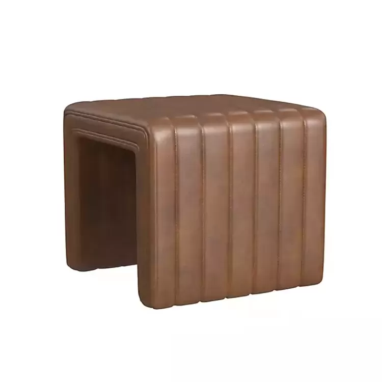 brown_faux_leather_channeled_upholstered_ottoman_2.webp Faux Leather Channeled Upholstered Ottoman>Kirklands Home Cheap