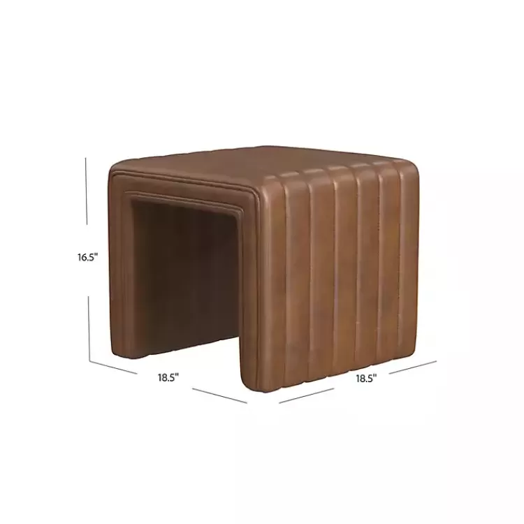 brown_faux_leather_channeled_upholstered_ottoman_4.webp Faux Leather Channeled Upholstered Ottoman>Kirklands Home Cheap