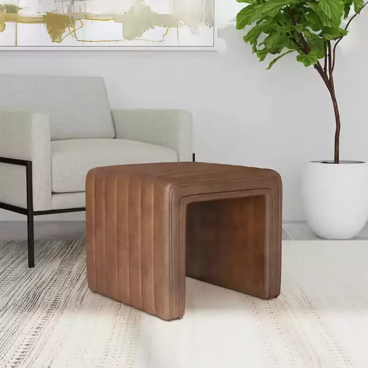 brown_faux_leather_channeled_upholstered_ottoman_5.webp Faux Leather Channeled Upholstered Ottoman>Kirklands Home Cheap