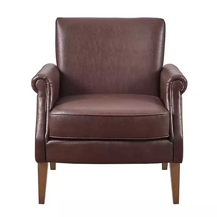 brown_faux_leather_classic_accent_chair_2.webp Faux Leather Classic Accent Chair>Kirklands Home Flash Sale